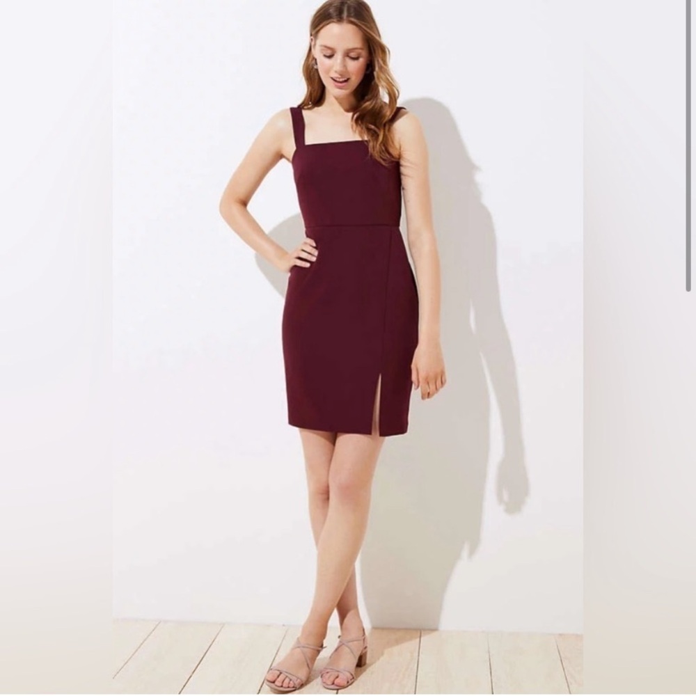 LOFT Maroon Pencil Office Dress